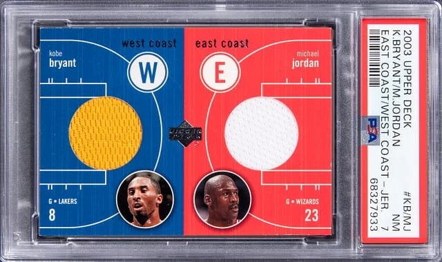 2003-04 Upper Deck Michael Jordan/Kobe Bryant Game-Used East Coast/West Coast #EW-KB/MJ card image