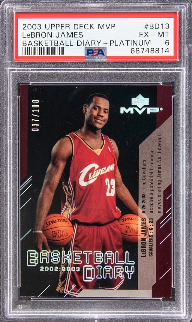 2003-04 Upper Deck MVP Basketball LeBron James Diary Platinum #BD13 card image