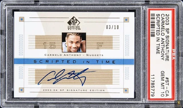 2003-04 Upper Deck SP Carmelo Anthony Signature Scripted in Time #ST-CA card image