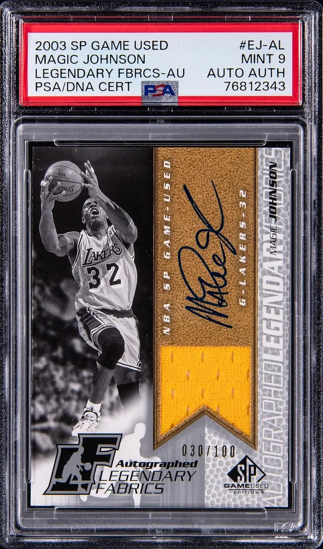 2003-04 Upper Deck SP Game Used Magic Johnson Legendary Fabrics Autographs #EJ-AL card image
