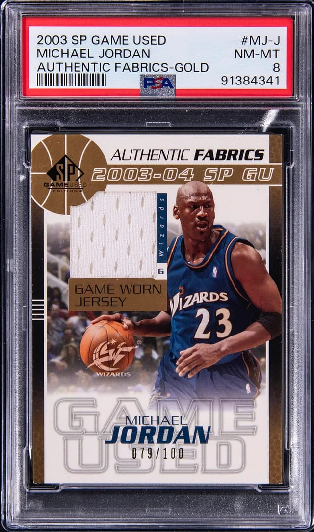 2003-04 Upper Deck SP Game Used Michael Jordan Authentic Fabrics Gold #MJ-J card image