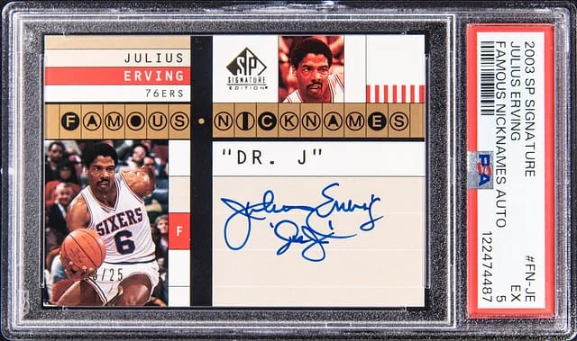 2003-04 Upper Deck SP Julius Erving Signature Famous Nicknames Autograph #FN-JE card image