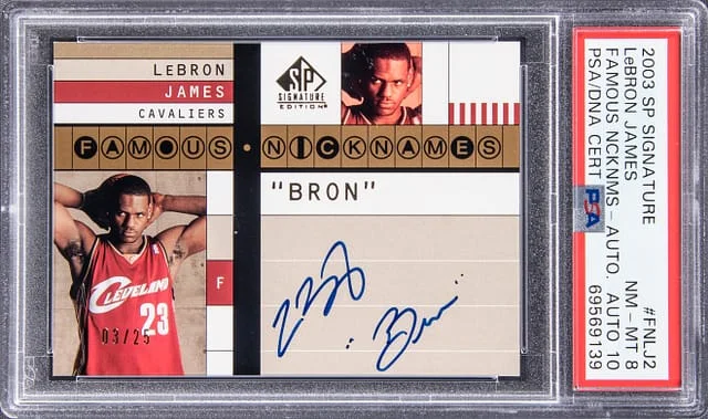 2003-04 Upper Deck SP LeBron James Signature Famous Nicknames Autographs #FN-LJ2 card image