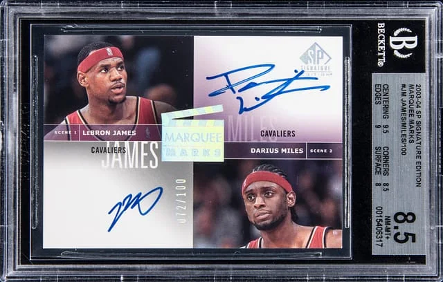 2003-04 Upper Deck SP Signature Edition LeBron James/Darius Miles Marquee Marks #MM-JM card image