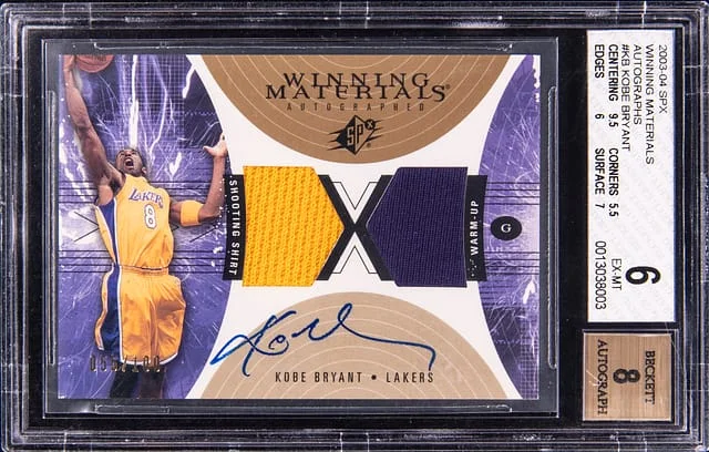 2003-04 Upper Deck SPx Kobe Bryant Winning Materials Autograph #KB card image