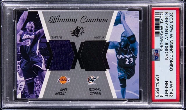 2003-04 Upper Deck SPx Michael Jordan/Kobe Bryant Winning Combo Dual Warm-Ups #WC42 card image