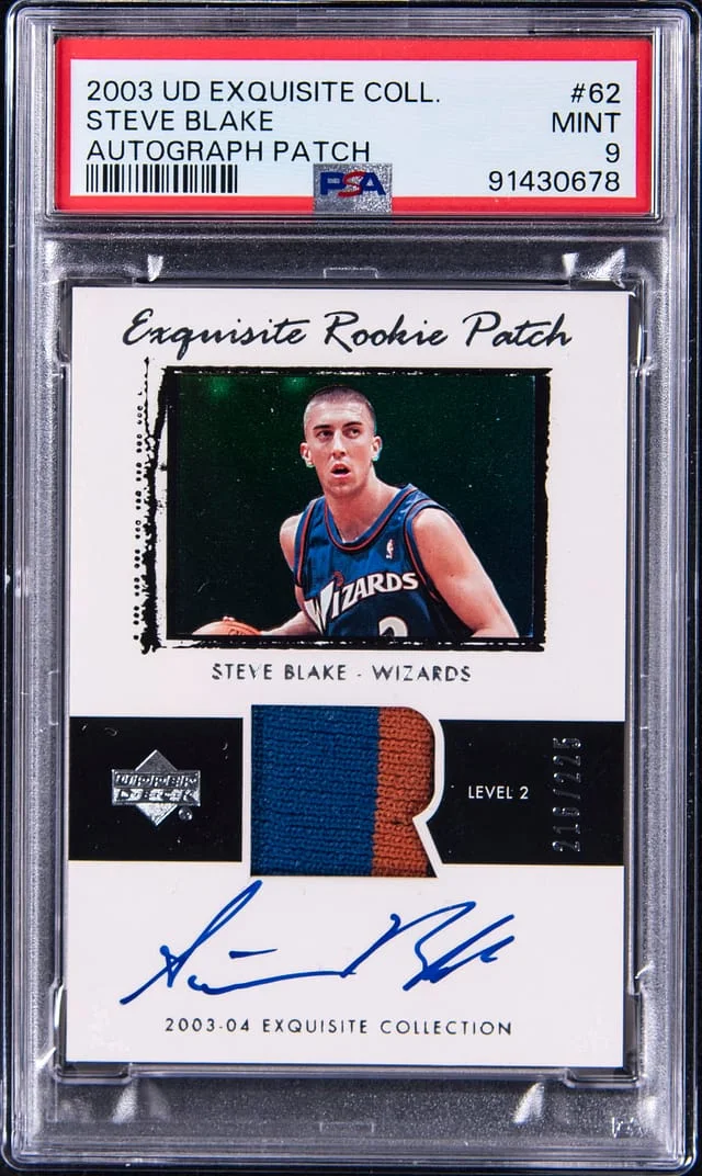 2003-04 Upper Deck Steve Blake Exquisite Patch Autograph (RPA) #62 card image