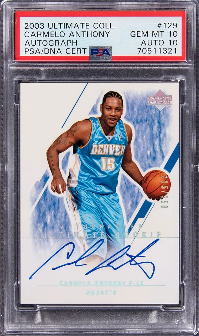 2003-04 Upper Deck Ultimate Collection Carmelo Anthony Autograph #129 card image