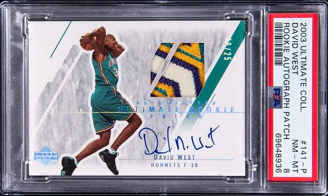 2003-04 Upper Deck Ultimate Collection David West Patch Autograph (RPA) #141-P card image
