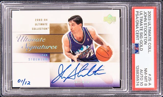 2003-04 Upper Deck Ultimate Collection John Stockton Ultimate Signatures Gold #JS-A card image