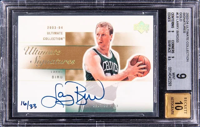 2003-04 Upper Deck Ultimate Collection Larry Bird Ultimate Signatures Gold #LB-A card image