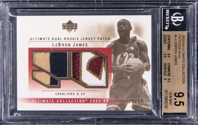 2003-04 Upper Deck Ultimate Collection LeBron James Dual Jersey Patch #LJ-2P card image