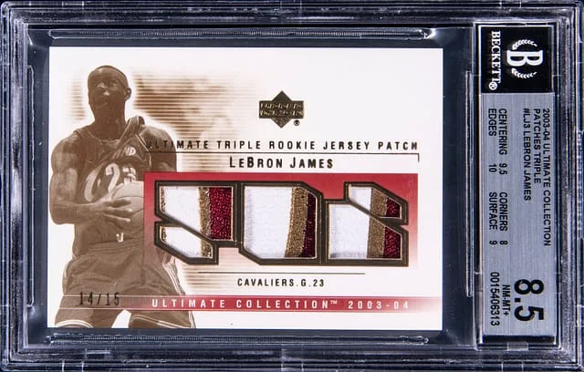 2003-04 Upper Deck Ultimate Collection LeBron James Triple Jersey Patch #LJ-3P card image