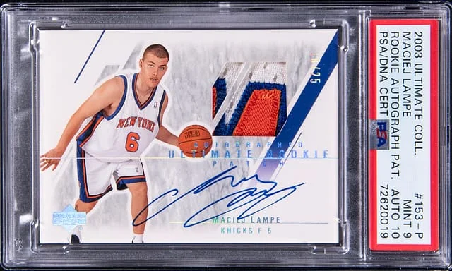 2003-04 Upper Deck Ultimate Collection Maciej Lampe Patch Autograph (RPA) #153-P card image