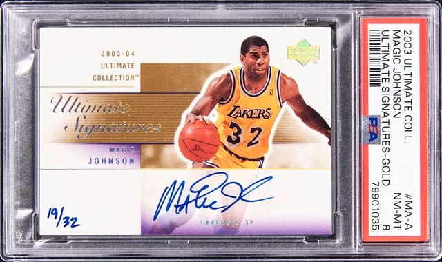 2003-04 Upper Deck Ultimate Collection Magic Johnson Ultimate Signatures Gold #MA-A card image