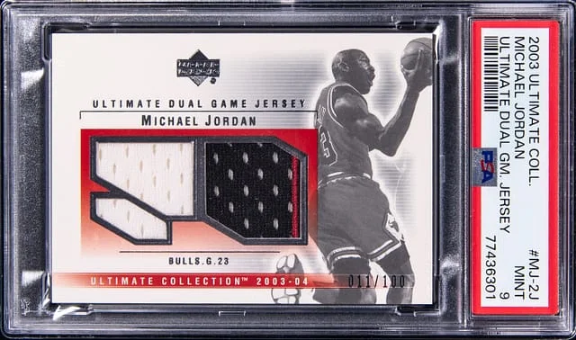 2003-04 Upper Deck Ultimate Collection Michael Jordan Game-Used Ultimate Dual Game Jersey #MJ-2J card image
