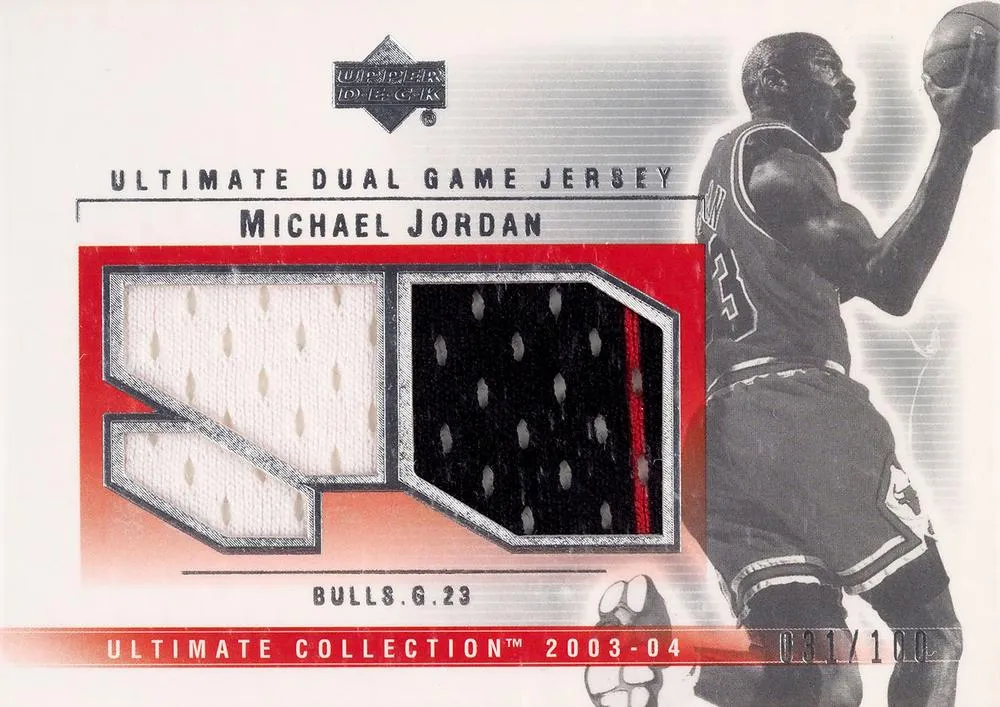 2003-04 Upper Deck Ultimate Collection Michael Jordan Jerseys Dual #MJ-2J card image