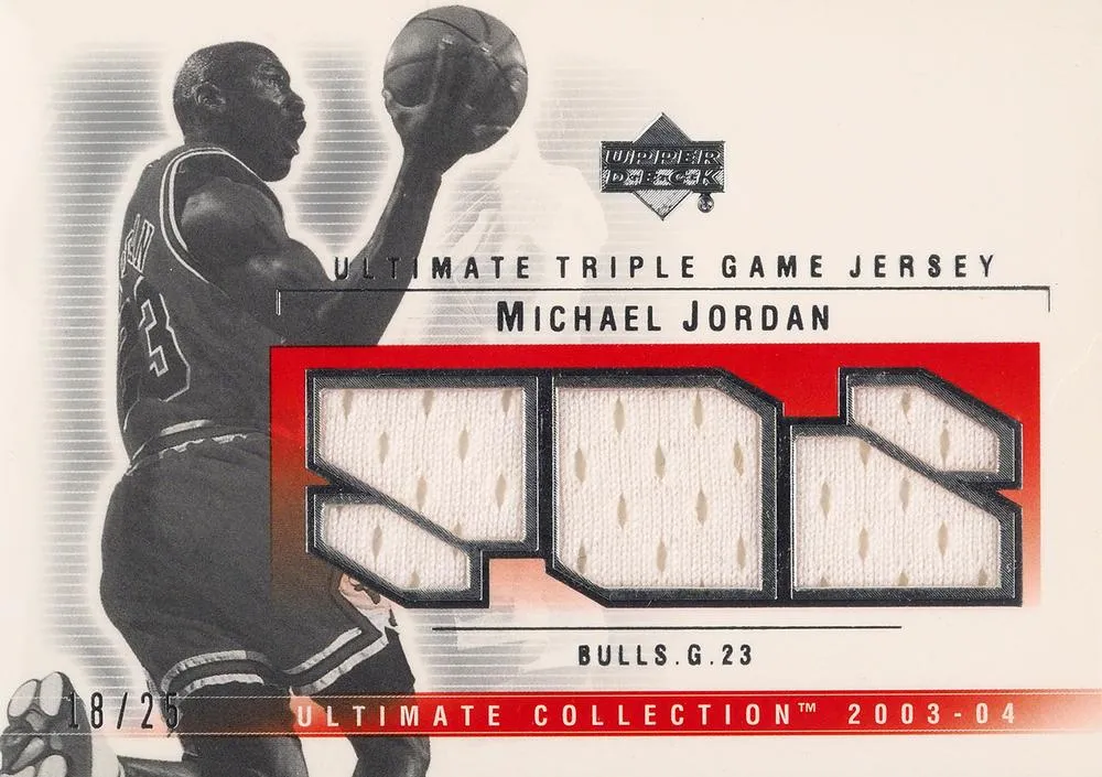 2003-04 Upper Deck Ultimate Collection Michael Jordan Jerseys Triple #MJ-3J card image