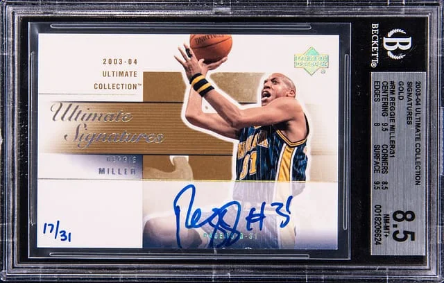 2003-04 Upper Deck Ultimate Collection Reggie Miller Signatures Gold #RM-A card image