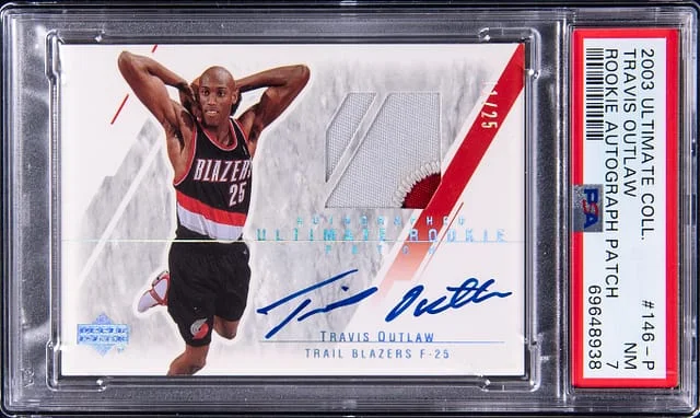 2003-04 Upper Deck Ultimate Collection Travis Outlaw Patch Autograph (RPA) #146-P card image