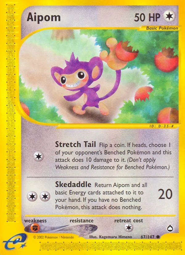 2003 Aquapolis Aipom Common #067/147 Common card image