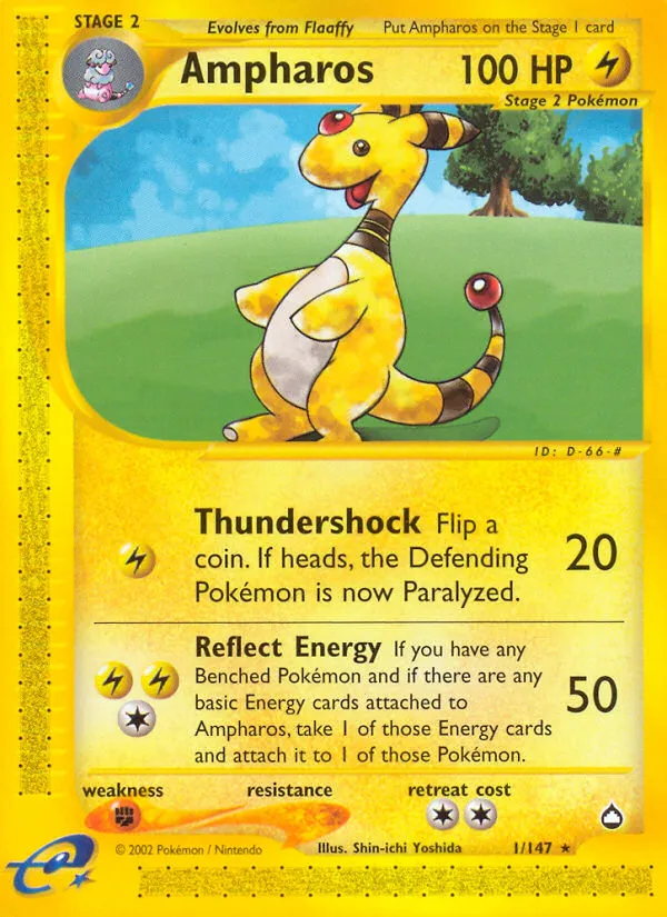 2003 Aquapolis Ampharos #001/147 Rare card image
