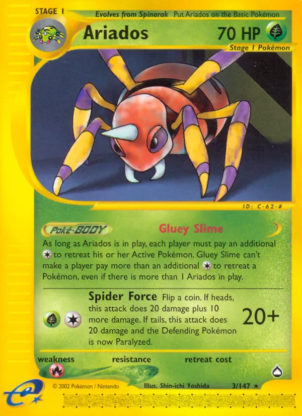 2003 Aquapolis Ariados #003/147 Rare card image