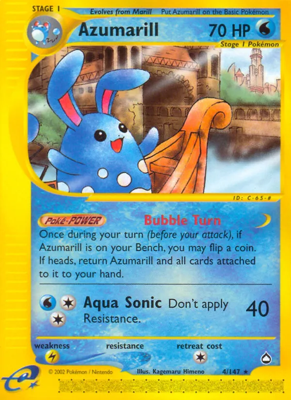 2003 Aquapolis Azumarill Rare Holo #H4 Rare Holo card image