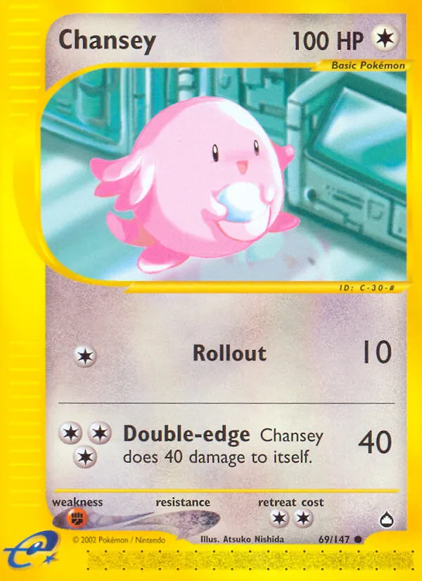 2003 Aquapolis Chansey Common #069/147 Common card image