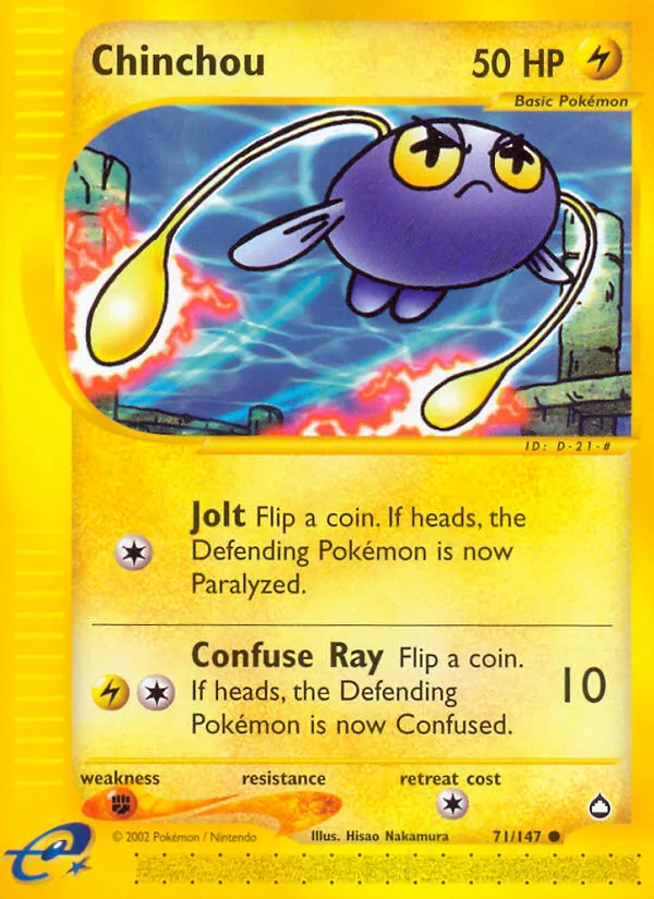 2003 Aquapolis Chinchou Common #070/147 Common card image