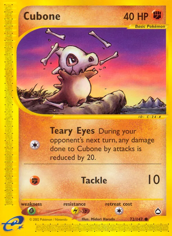 2003 Aquapolis Cubone Common #072/147 Common card image