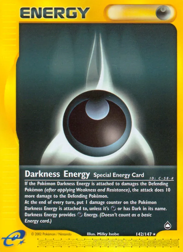 2003 Aquapolis Darkness Energy #142/147 Rare card image
