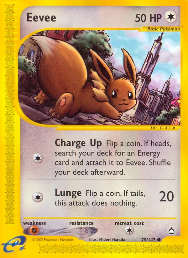2003 Aquapolis Eevee Common #075/147 Common card image