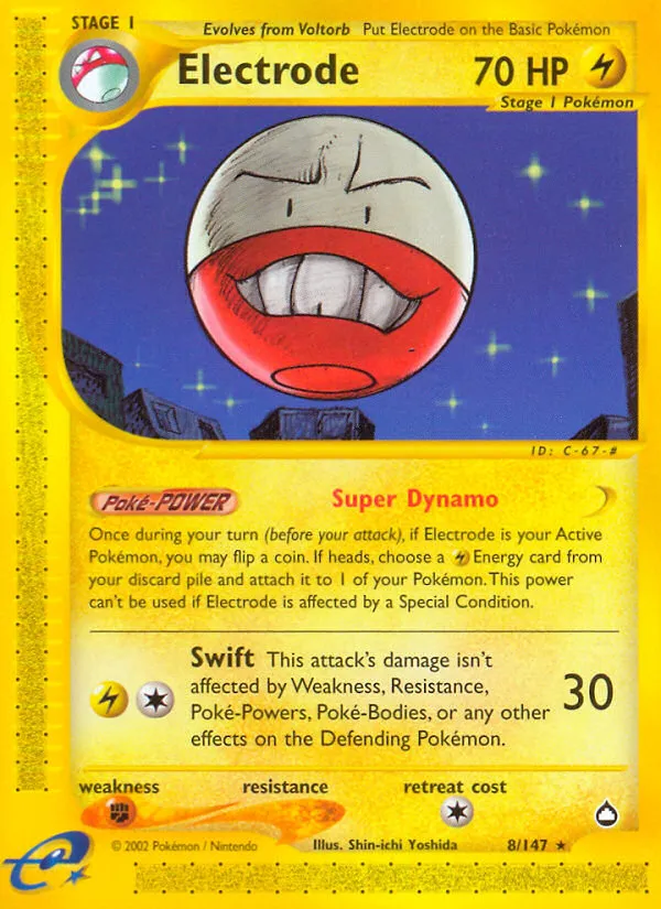 2003 Aquapolis Electrode #008/147 Rare card image