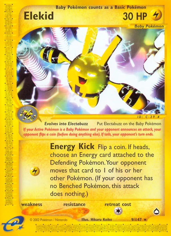 2003 Aquapolis Elekid Rare #009/147 Rare card image
