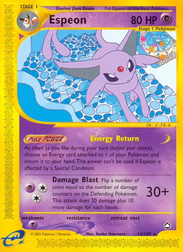 2003 Aquapolis Espeon #H9 Rare Holo card image