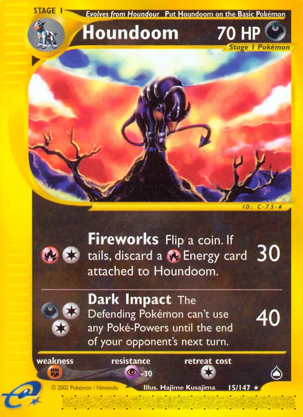 2003 Aquapolis Houndoom Rare Holo #H11 Rare Holo card image