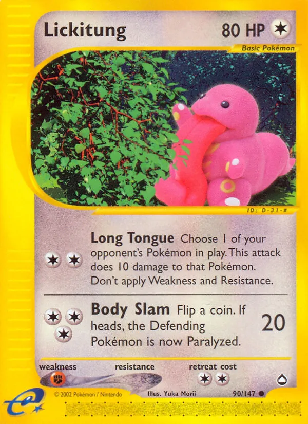 2003 Aquapolis Lickitung Common #090/147 Common card image