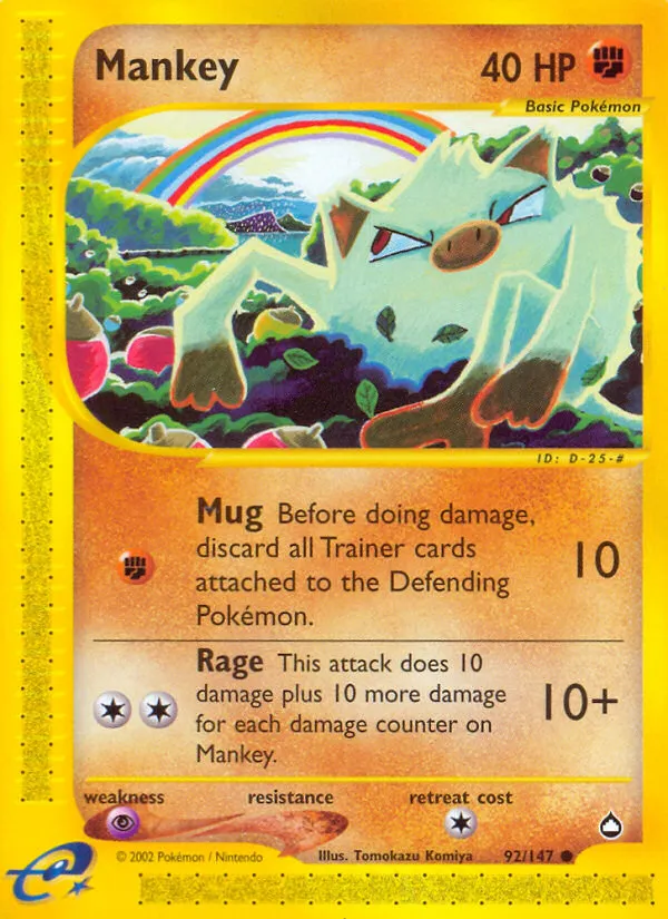 2003 Aquapolis Mankey Common #092/147 Common card image