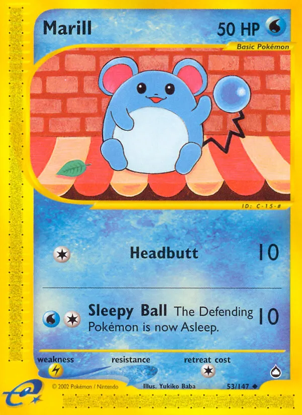 2003 Aquapolis Marill Uncommon #053/147 Uncommon card image