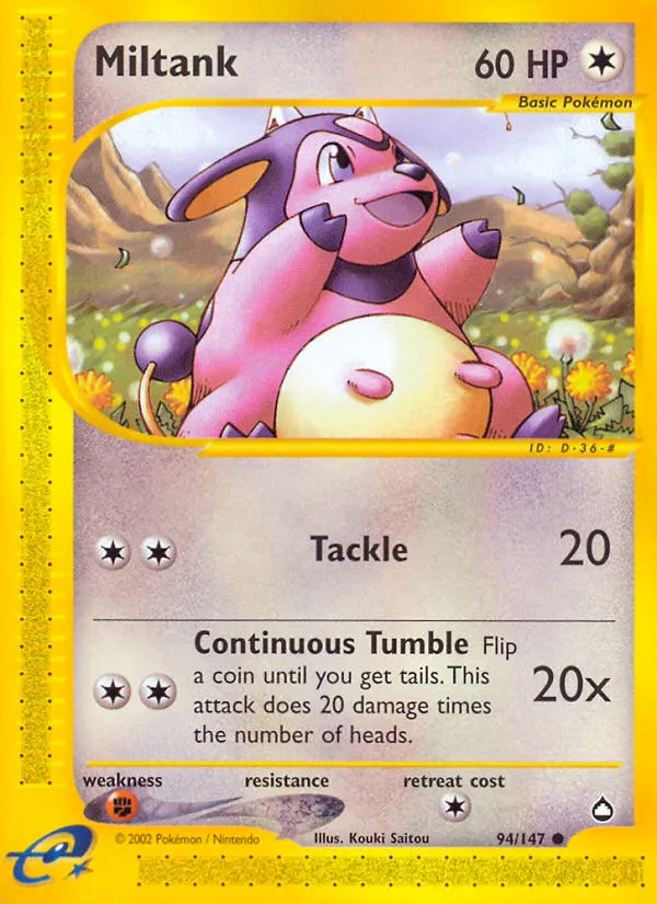 2003 Aquapolis Miltank Common #094/147 Common card image