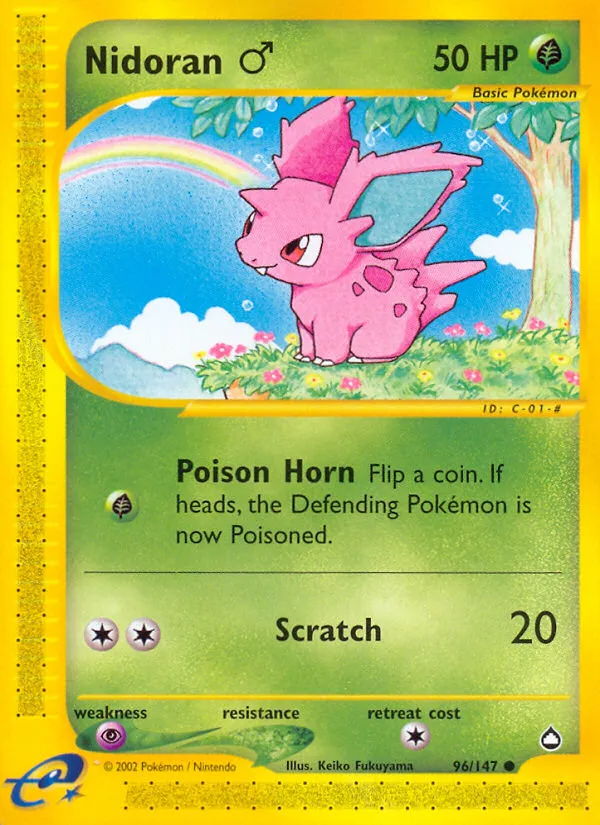 2003 Aquapolis Nidoran ♂ Common #096/147 Common card image