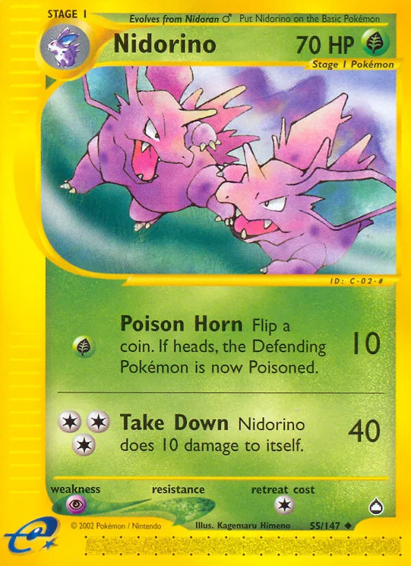 2003 Aquapolis Nidorino #055/147 Uncommon card image