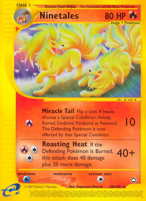 2003 Aquapolis Ninetales #H19 Rare Holo card image