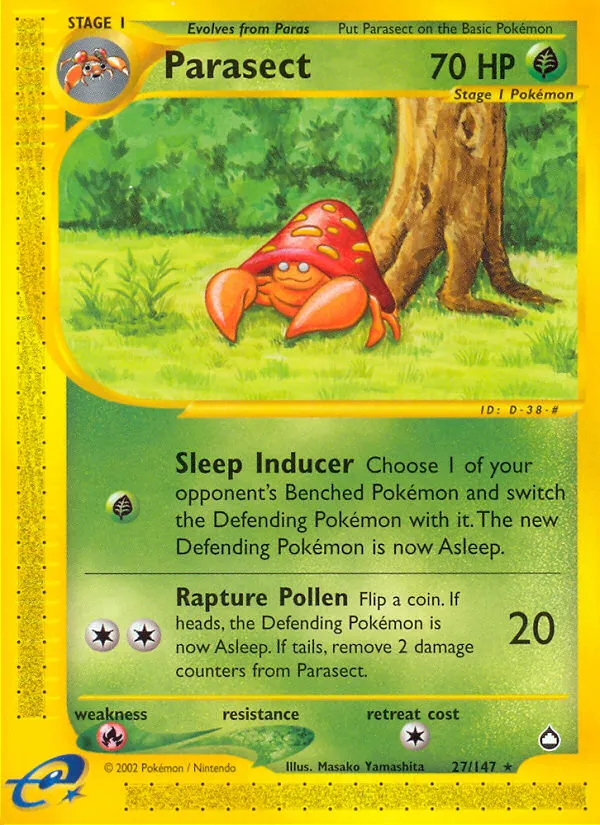 2003 Aquapolis Parasect Rare #027/147 Rare card image