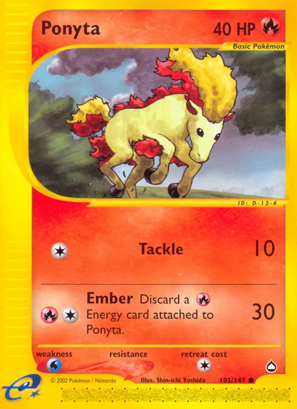 2003 Aquapolis Ponyta Common #102/147 Common card image