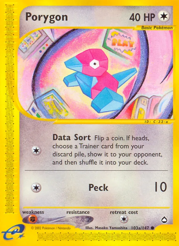 2003 Aquapolis Porygon Common #103/147 Common card image
