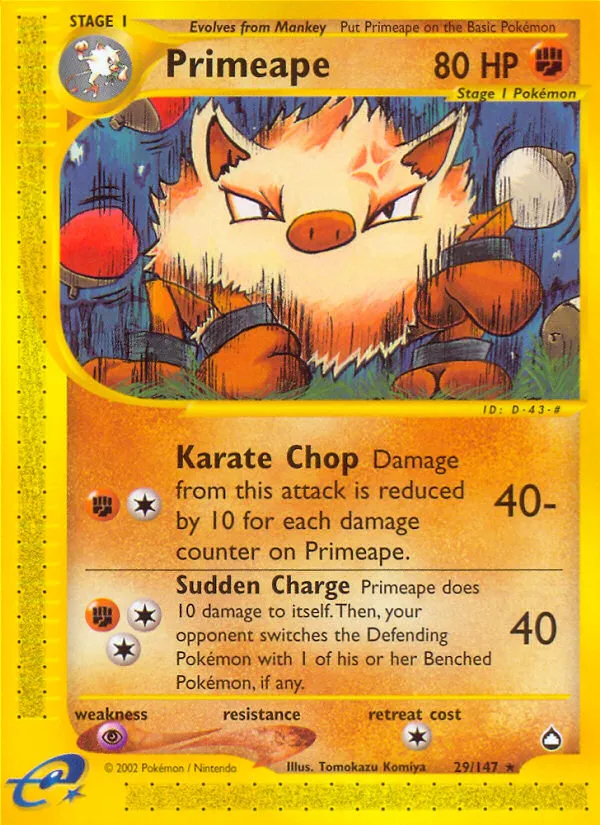 2003 Aquapolis Primeape #029/147 Rare card image