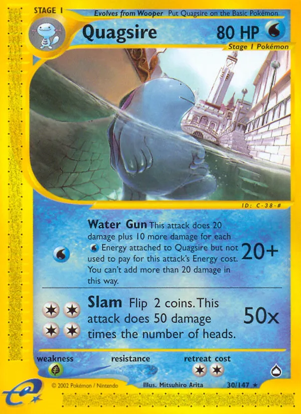 2003 Aquapolis Quagsire Rare #030/147 Rare card image
