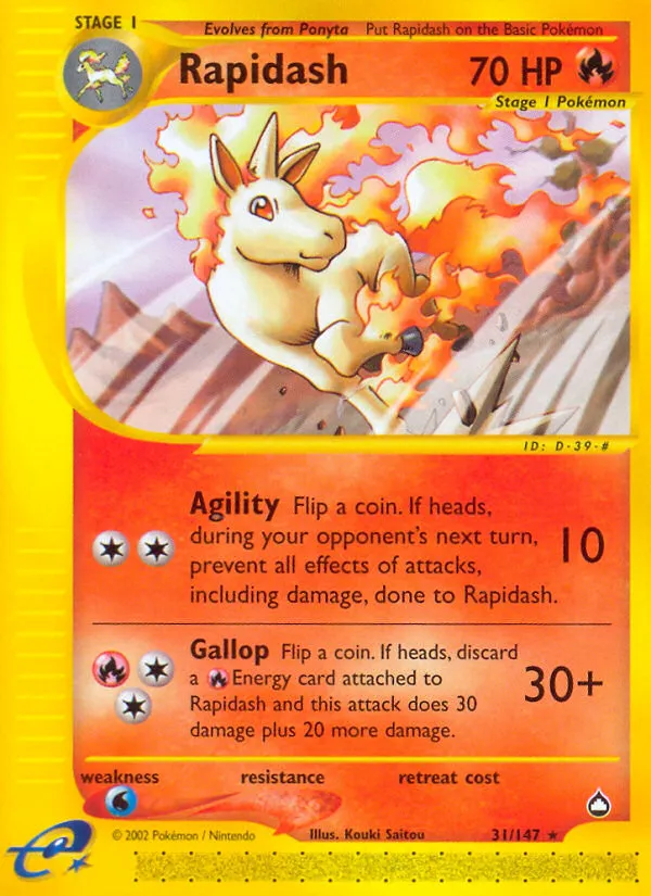 2003 Aquapolis Rapidash Rare #031/147 Rare card image